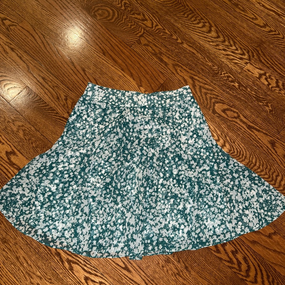 White House Black Market Teal and White Skater Skirt